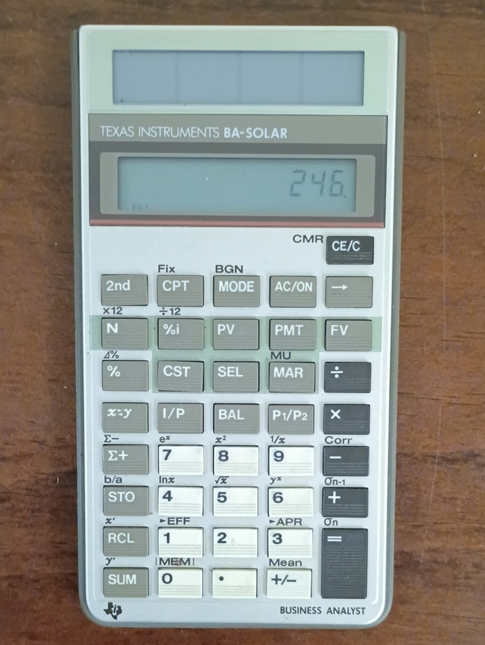 Texas Instruments BA Business Analyst Solar Calculator W/Cover - Vintage 1986!